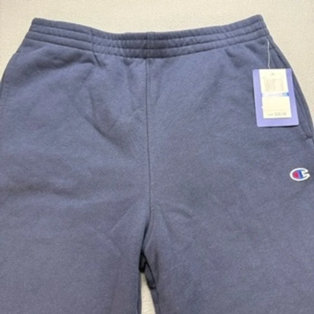 Champion Fleece Jogger Sweatpants Relaxed XL Navy Blue Colorblock Cuffs Logo NWT
